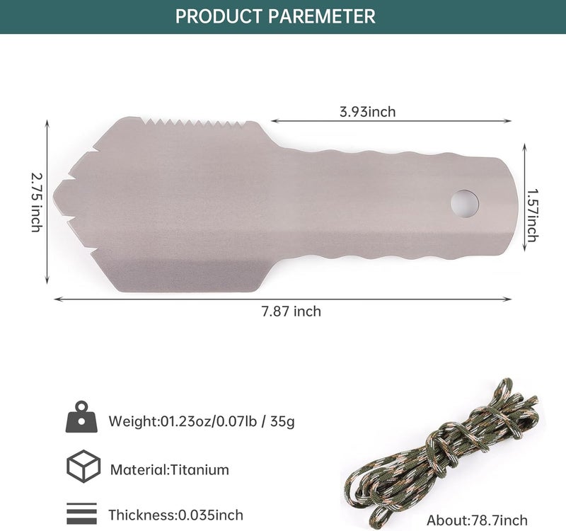 Valken Ultralight Titanium Camping Trowel Backpacking Trowel Portable Camping Shovel Small Potty Spade Hiking Trowel Garden Trowel with Longer Handle - Image 2